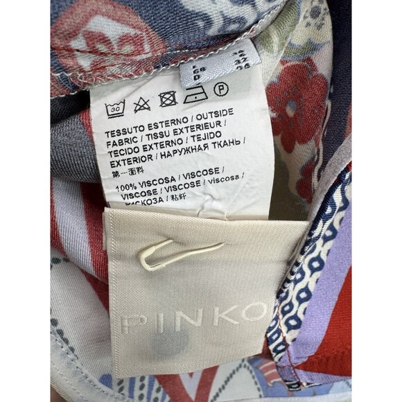 Pinko Women's Button Up Multi-Print Shirt Geometric Floral Size 2 - Picture 9 of 12